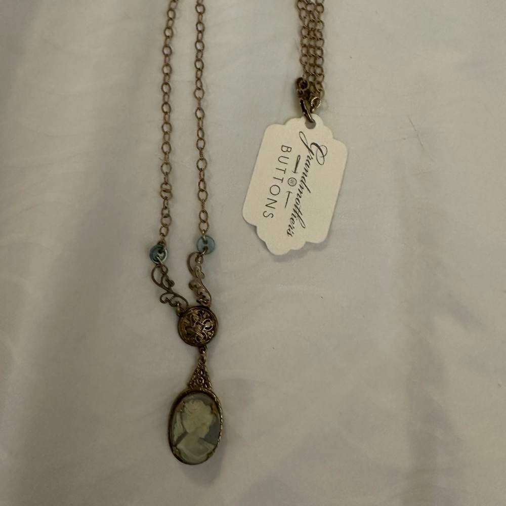 grandmother's buttons cameo necklace